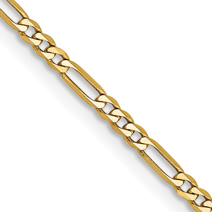 14K Yellow Gold 14 Inch 1.8mm Flat Figaro With Lobster Clasp Chain