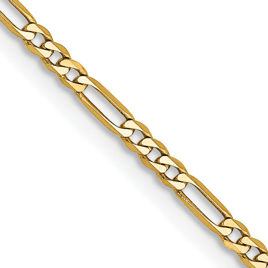 14K Yellow Gold 14 Inch 1.8mm Flat Figaro With Lobster Clasp Chain
