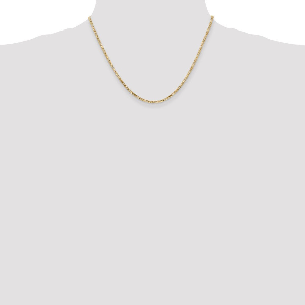 14K Yellow Gold 2.25mm Flat Figaro With Lobster Clasp Chain Necklace