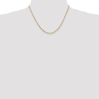14K Yellow Gold 2.25mm Flat Figaro With Lobster Clasp Chain Necklace