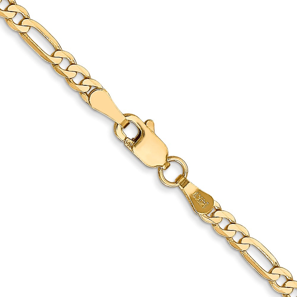 14K Yellow Gold 2.75mm Flat Figaro With Lobster Clasp Chain Necklace