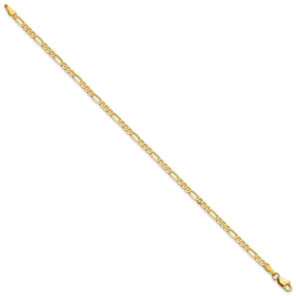 14K Yellow Gold 2.75mm Flat Figaro With Lobster Clasp Chain Bracelet