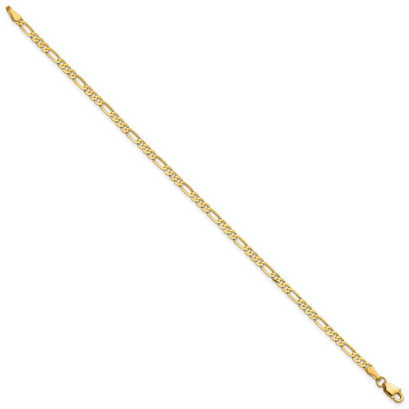 14K Yellow Gold 2.75mm Flat Figaro With Lobster Clasp Chain Bracelet