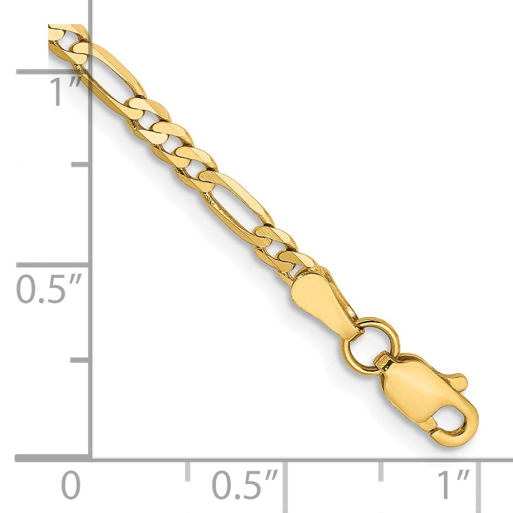 14K Yellow Gold 2.75mm Flat Figaro With Lobster Clasp Chain Bracelet