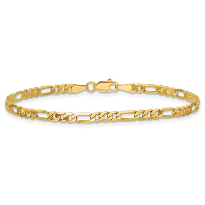 14K Yellow Gold 3mm Flat Figaro Chain Anklet