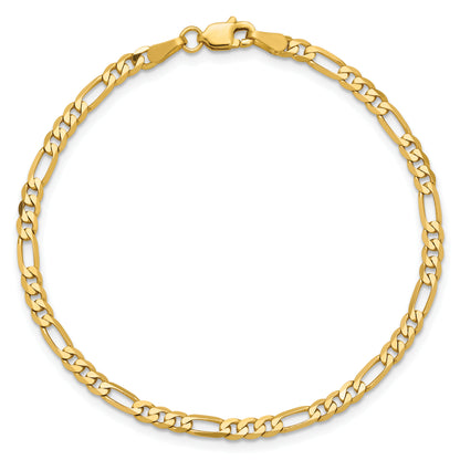 14K Yellow Gold 3mm Flat Figaro Chain Anklet