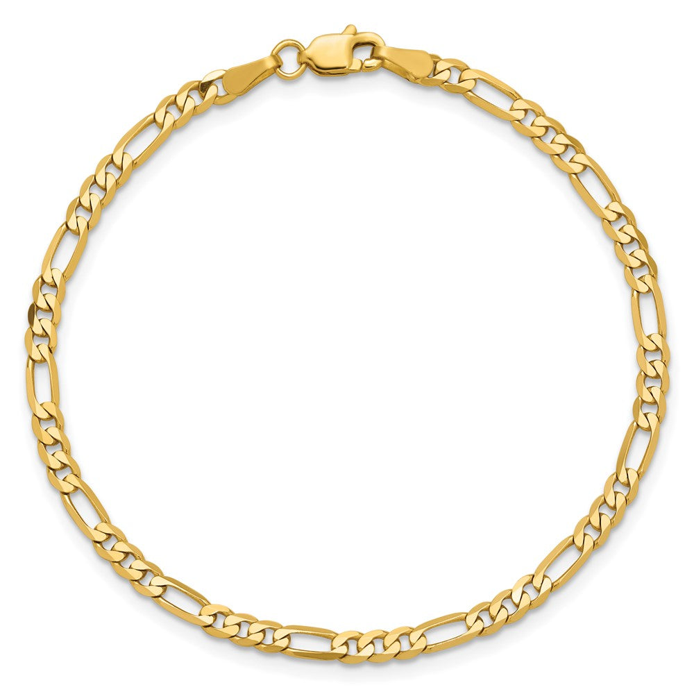14K Yellow Gold 3mm Flat Figaro Chain Anklet