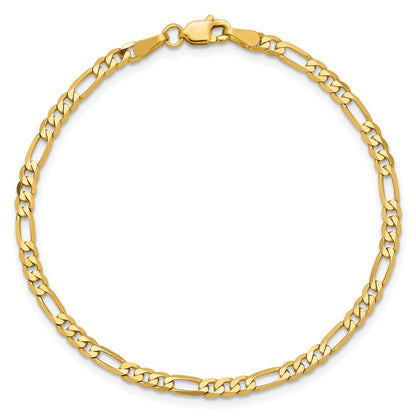 14K Yellow Gold 3mm Flat Figaro Chain Anklet