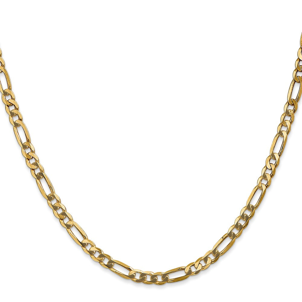 14K Yellow Gold 30 inch 4mm Flat Figaro with Lobster Clasp Chain Necklace