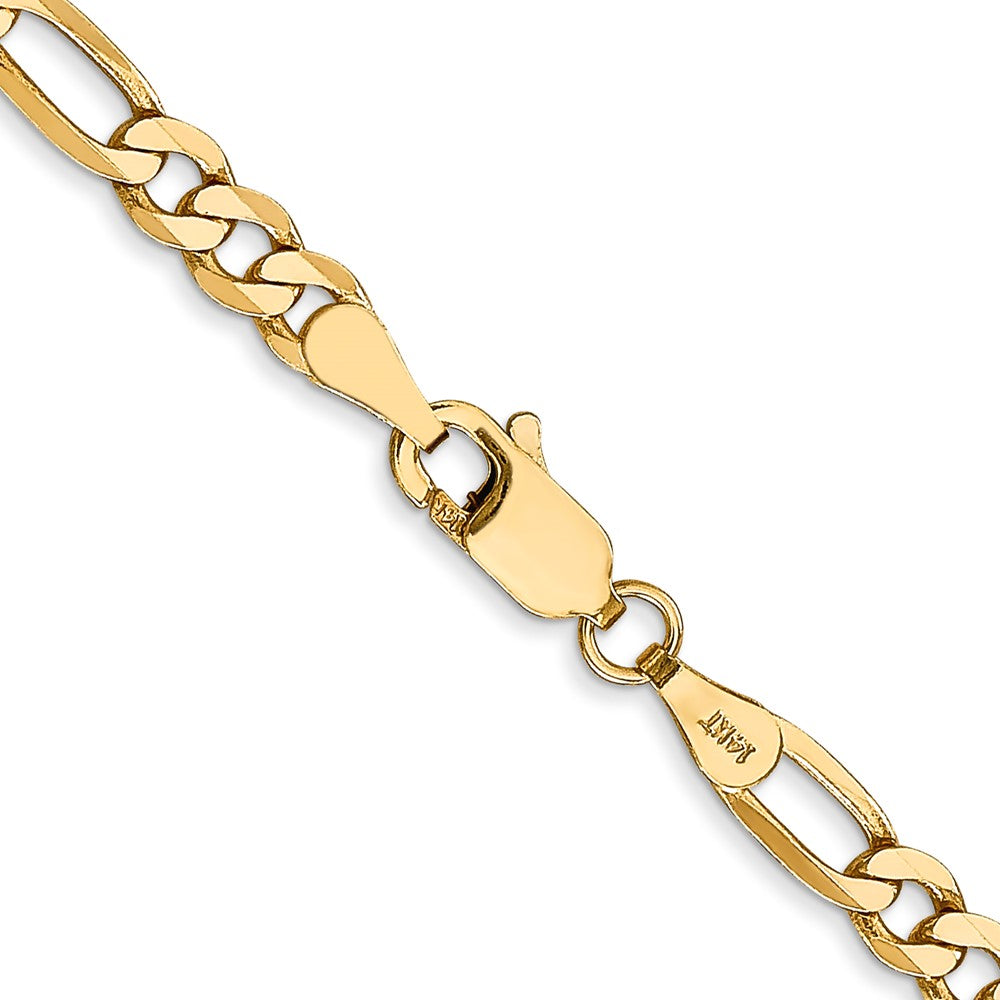 14K Yellow Gold 30 inch 4mm Flat Figaro with Lobster Clasp Chain Necklace
