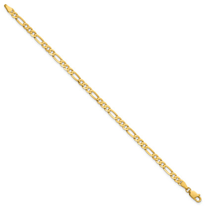 14K Yellow Gold 4mm Flat Figaro Chain Anklet