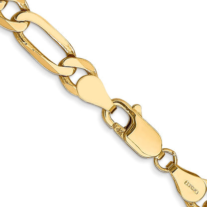 Solid 14K Yellow Gold 30 inch 5.25mm Flat Figaro with Lobster Clasp Chain Necklace