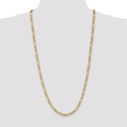 Solid 14K Yellow Gold 30 inch 5.25mm Flat Figaro with Lobster Clasp Chain Necklace
