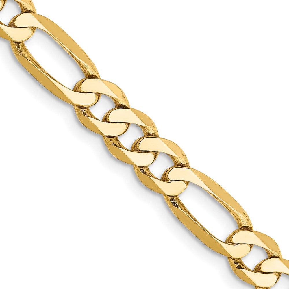 Solid 14K Yellow Gold 18 inch 5.25mm Flat Figaro with Lobster Clasp Chain Necklace