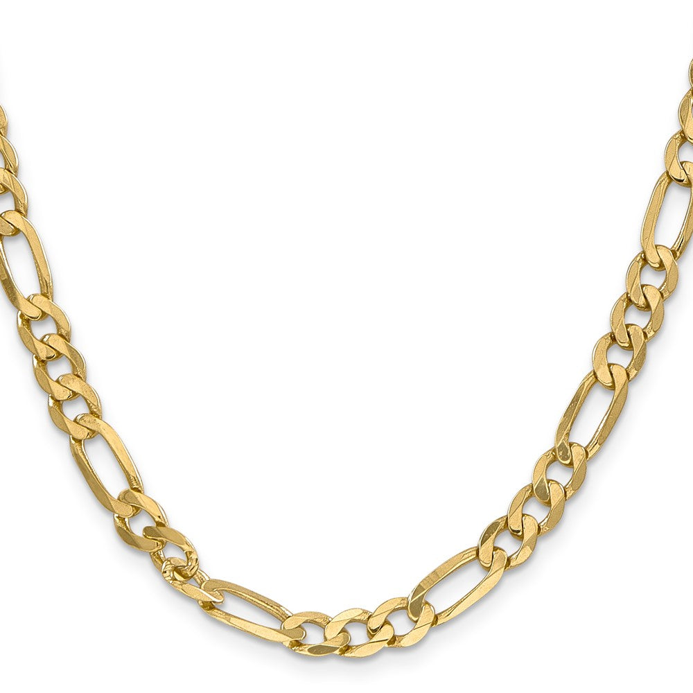 Solid 14K Yellow Gold 18 inch  6.25mm Flat Figaro with Lobster Clasp Chain Necklace