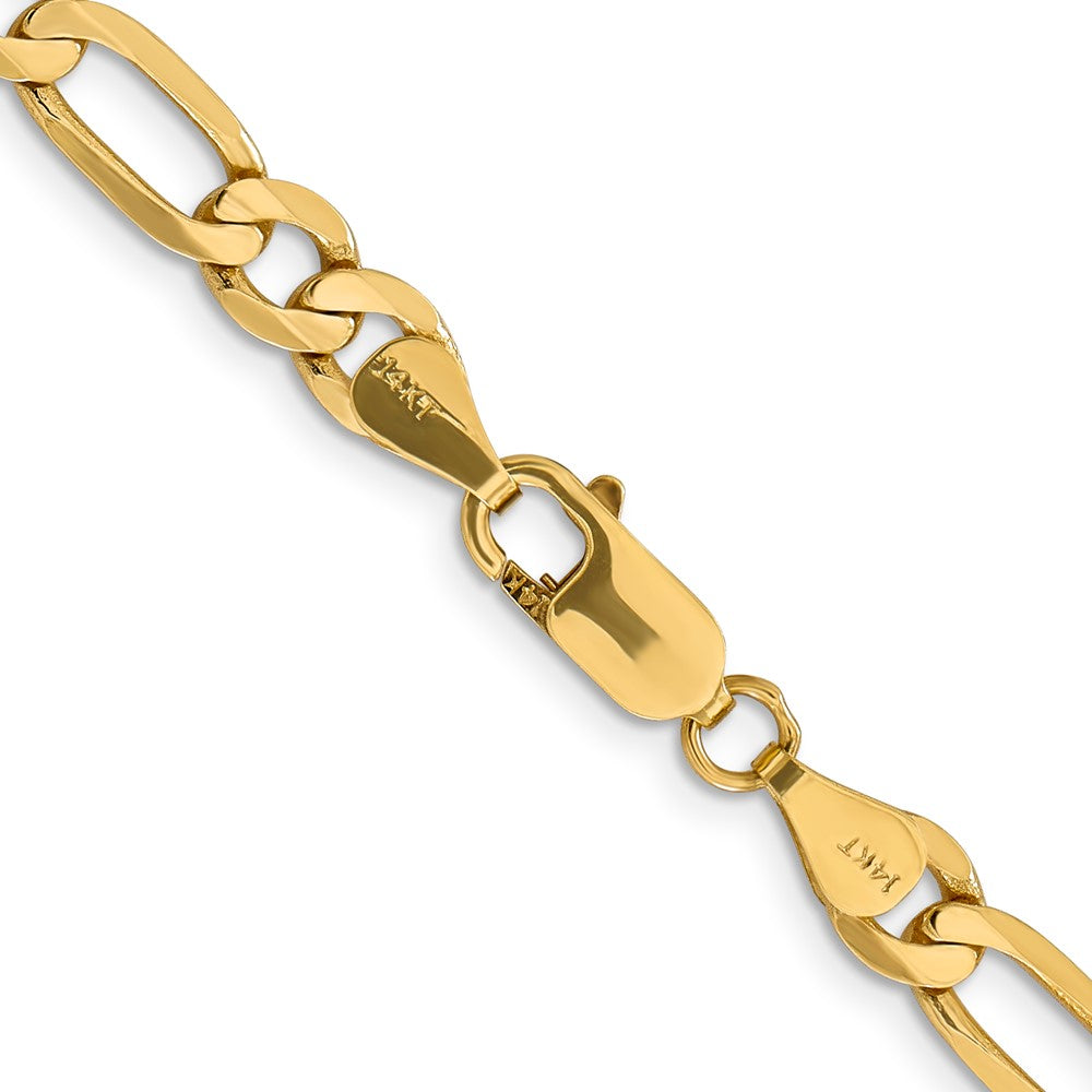 Solid 14K Yellow Gold 18 inch  6.25mm Flat Figaro with Lobster Clasp Chain Necklace