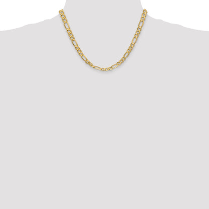 Solid 14K Yellow Gold 18 inch  6.25mm Flat Figaro with Lobster Clasp Chain Necklace