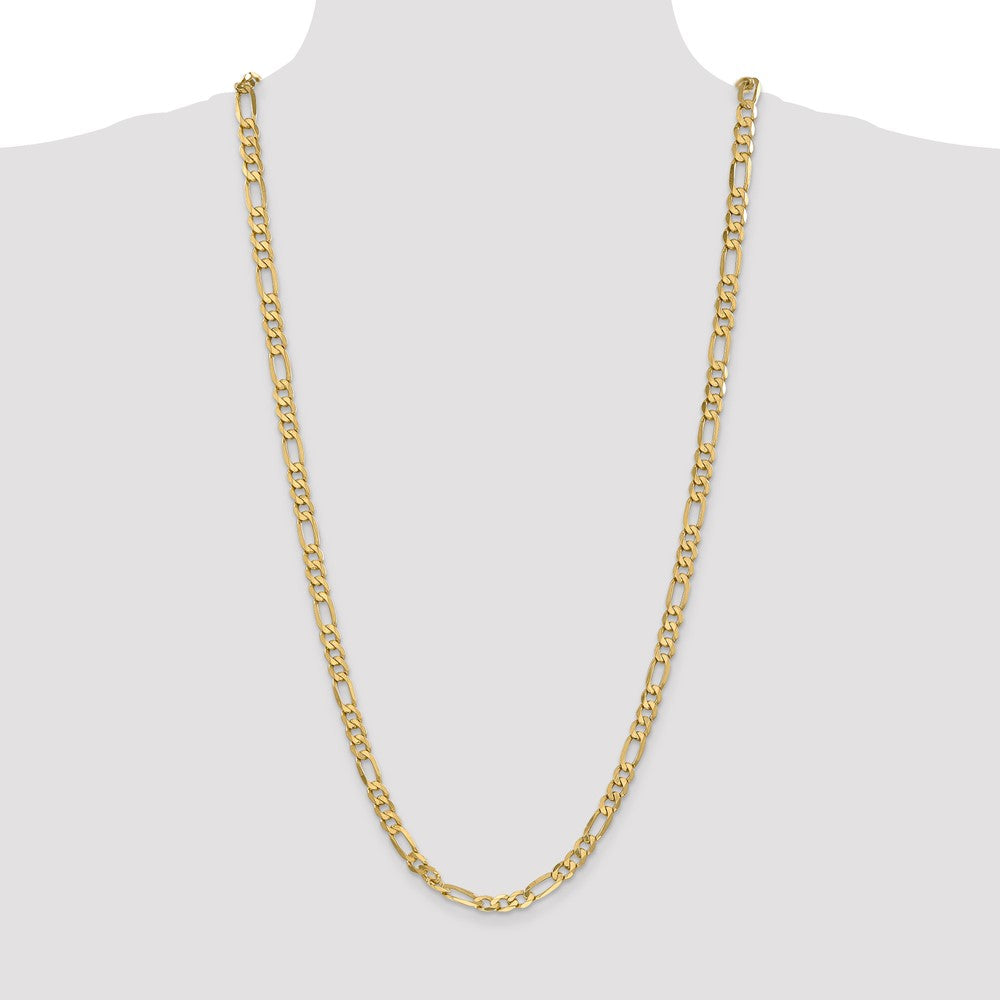 Solid 14K Yellow Gold 30 inch 6.25mm Flat Figaro with Lobster Clasp Chain Necklace