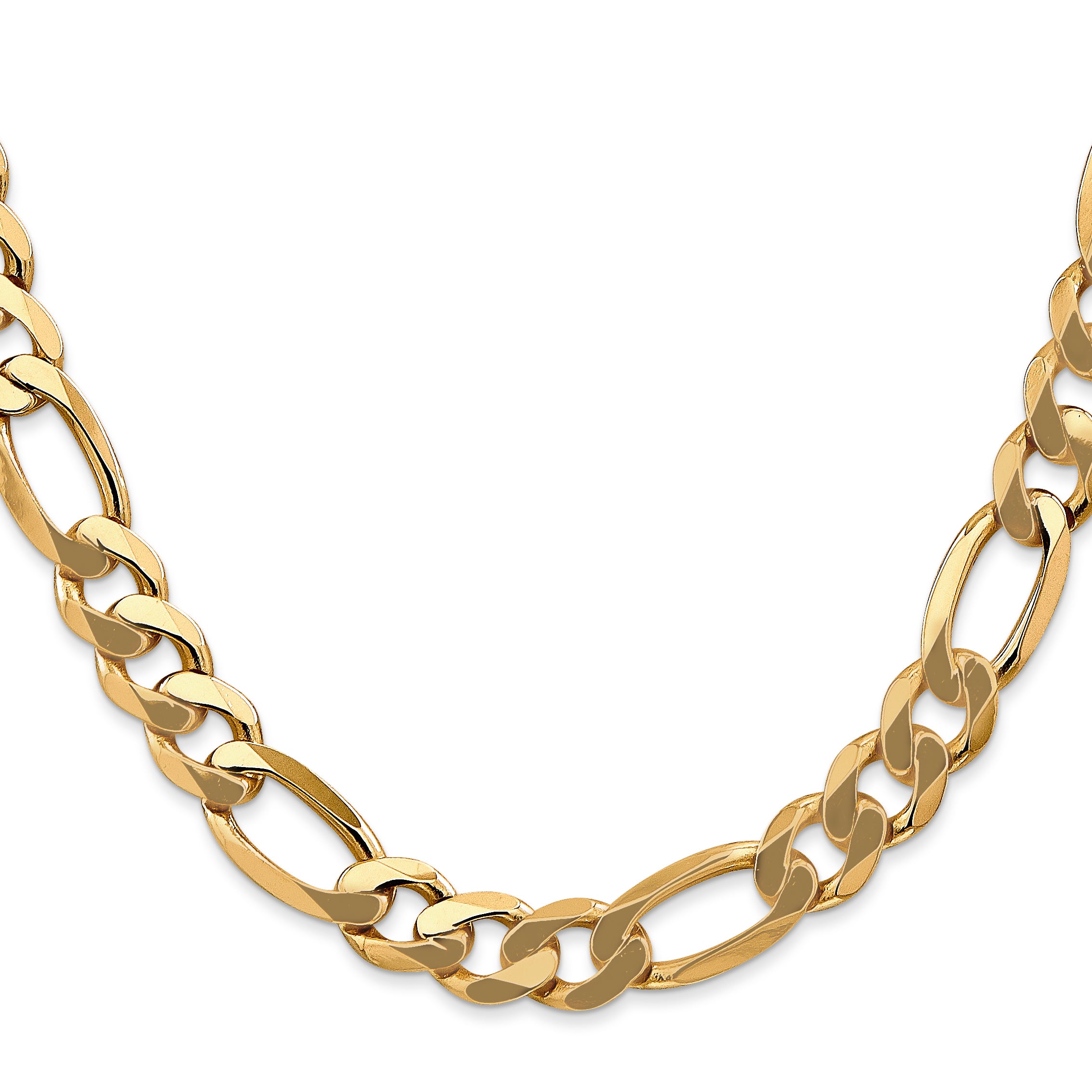 Solid 14K Yellow Gold 24 inch 8.75mm Flat Figaro with Lobster Clasp Chain Necklace