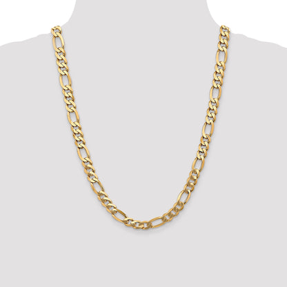 Solid 14K Yellow Gold 24 inch 8.75mm Flat Figaro with Lobster Clasp Chain Necklace