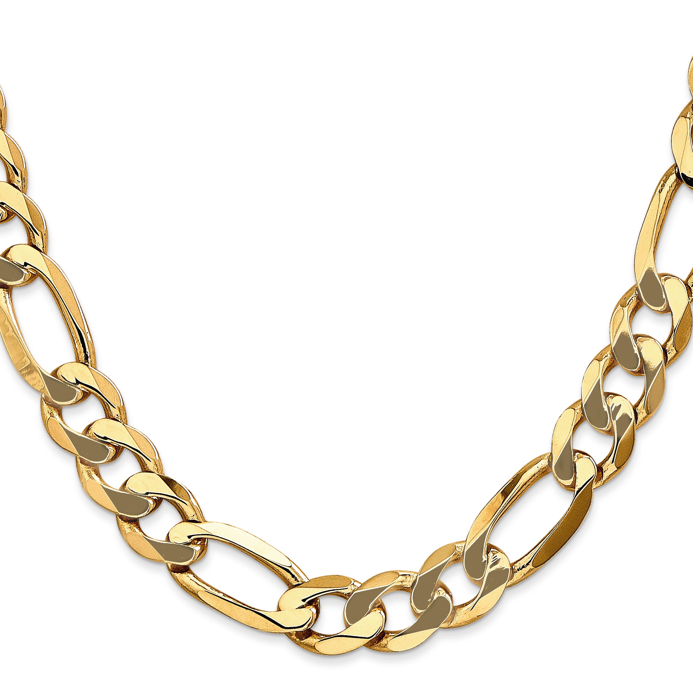 Solid 14K Yellow Gold 26 inch 10mm Flat Figaro with Lobster Clasp Chain Necklace