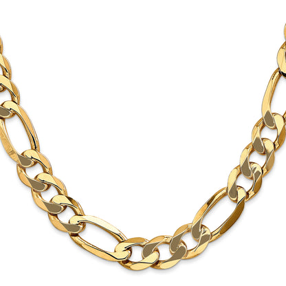 Solid 14K Yellow Gold 26 inch 10mm Flat Figaro with Lobster Clasp Chain Necklace