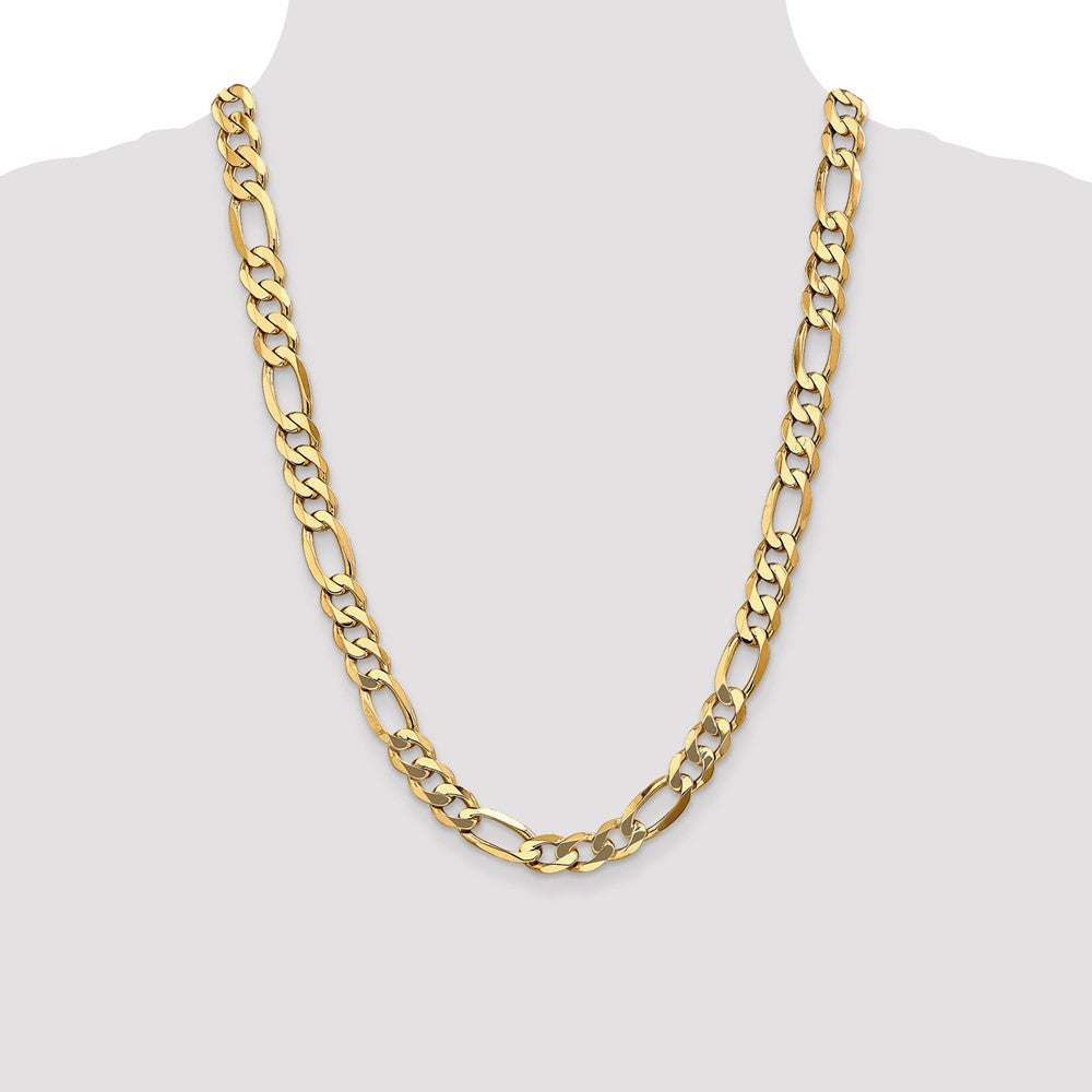 14k Yellow Gold 10mm Flat Figaro Chain Necklace