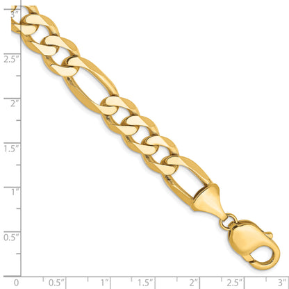 Solid 14K Yellow Gold 9 inch 10mm Flat Figaro with Lobster Clasp Chain Bracelet