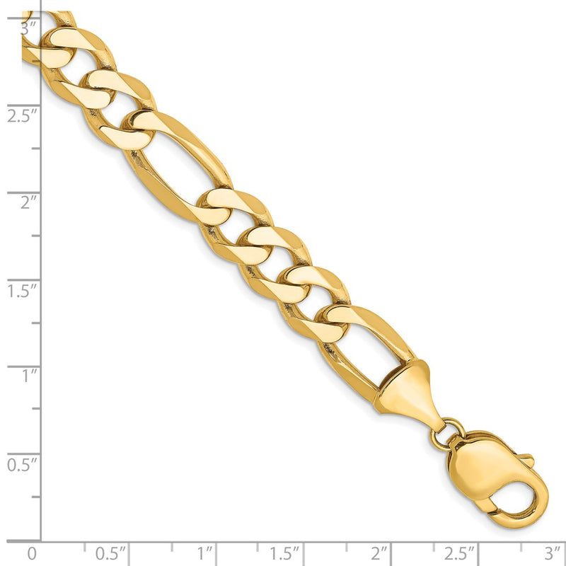 Solid 14K Yellow Gold 9 inch 10mm Flat Figaro with Lobster Clasp Chain Bracelet