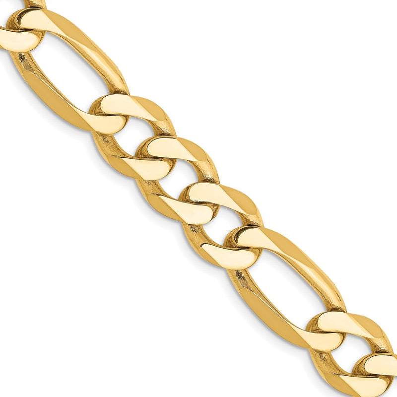 14k Yellow Gold 10mm Flat Figaro Chain Necklace