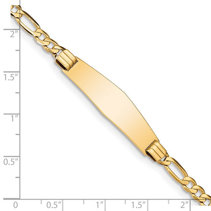 14K Figaro Soft Diamond Shape Id Bracelet