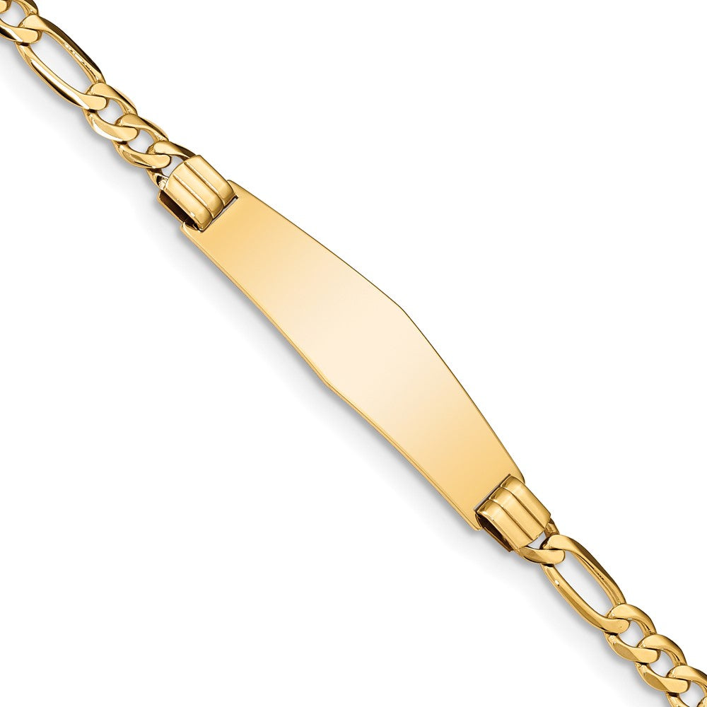 14K Figaro Soft Diamond Shape Id Bracelet