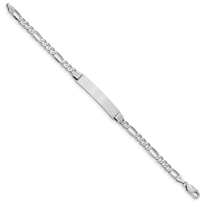 7 Inch 14K Wg Figaro Link Id Bracelet