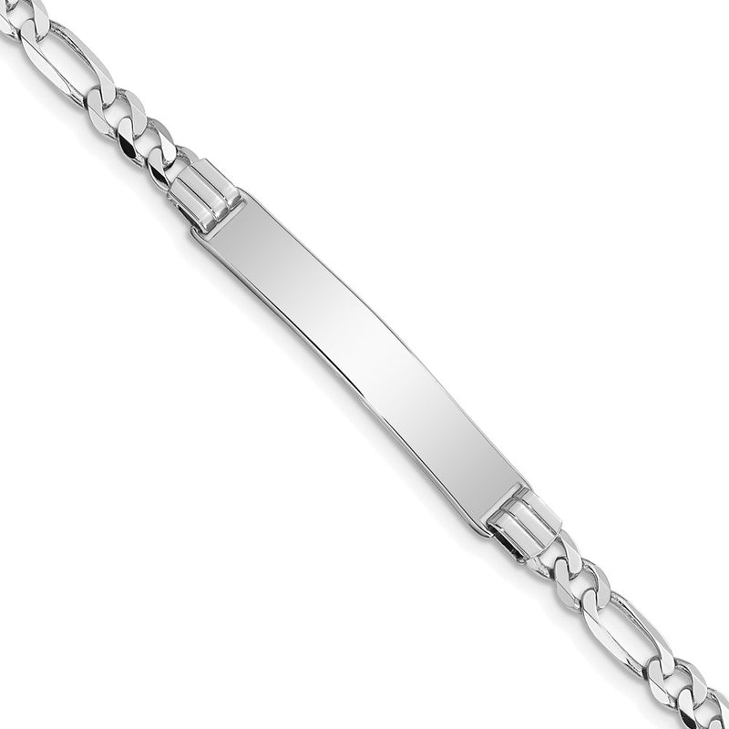 7 Inch 14K Wg Figaro Link Id Bracelet