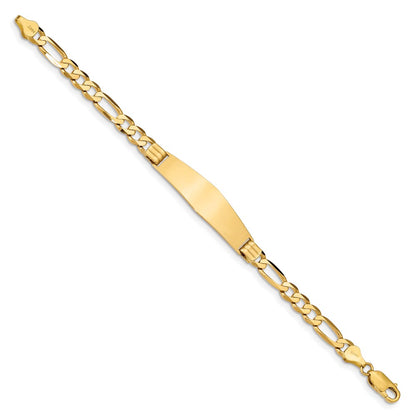 14K Figaro Soft Diamond Shape Id Bracelet