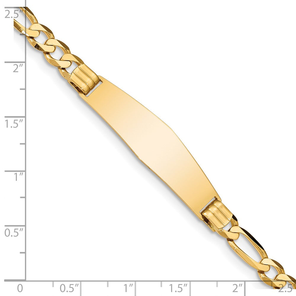 14K Figaro Soft Diamond Shape Id Bracelet
