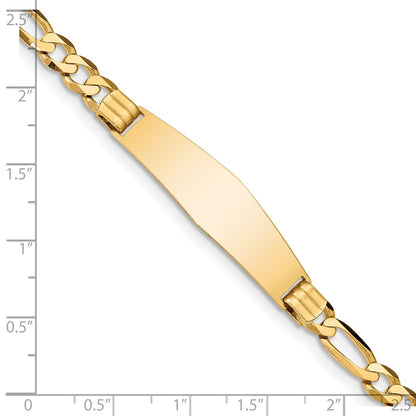 14K Figaro Soft Diamond Shape Id Bracelet