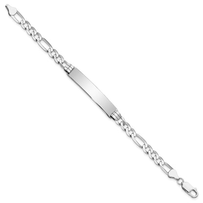 8 Inch 14K Wg Figaro Link Id Bracelet