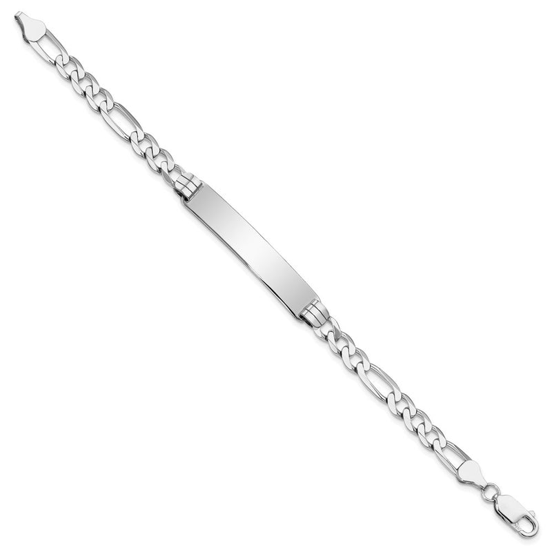 8 Inch 14K Wg Figaro Link Id Bracelet