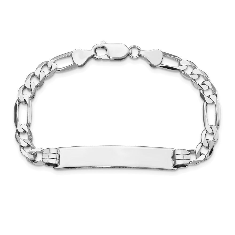 8 Inch 14K Wg Figaro Link Id Bracelet
