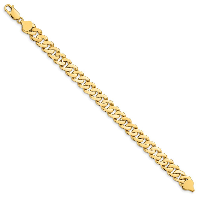 14K Yellow Gold 8.5mm Solid Hand-Polished Fancy Link Chain Bracelet