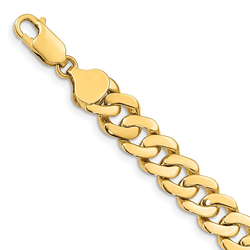 14K Yellow Gold 8.5mm Solid Hand-Polished Fancy Link Chain Bracelet