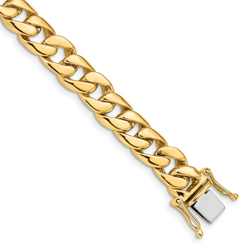 Solid 14K Yellow Gold 9 inch 8mm Hand Polished Curb Link with Box Catch Clasp Bracelet
