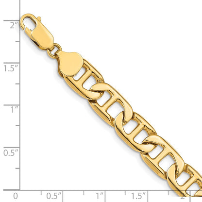 14K Yellow Gold 8.75mm Solid Hand-Polished Anchor Link Chain Bracelet
