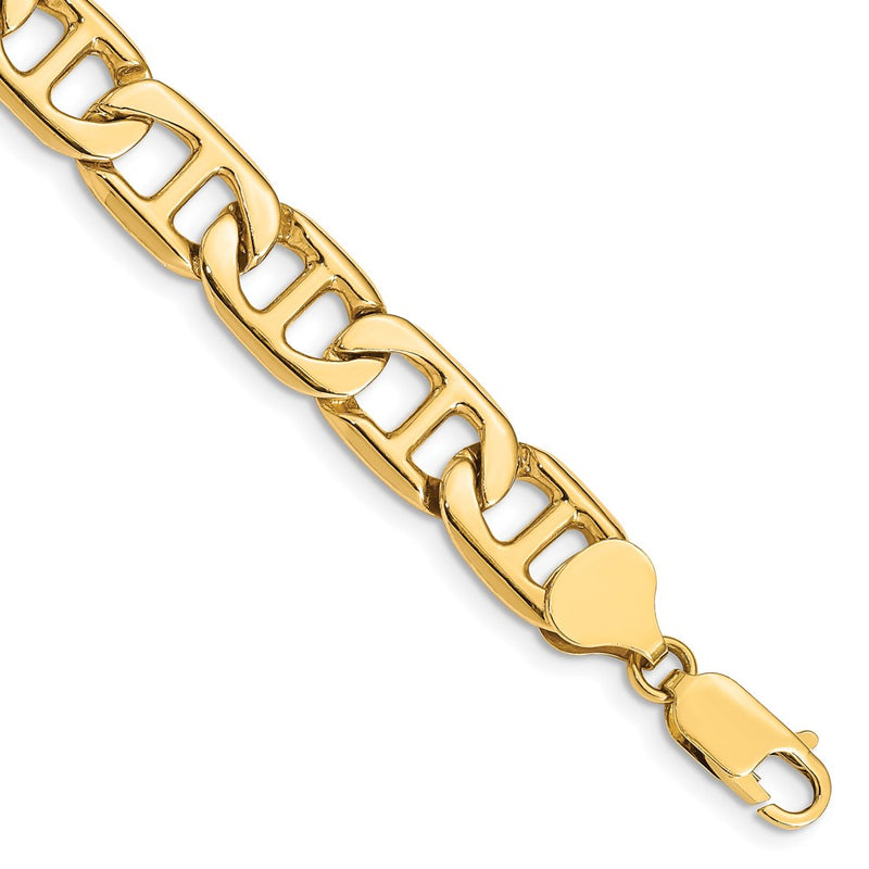 14K Yellow Gold 8.75mm Solid Hand-Polished Anchor Link Chain Bracelet