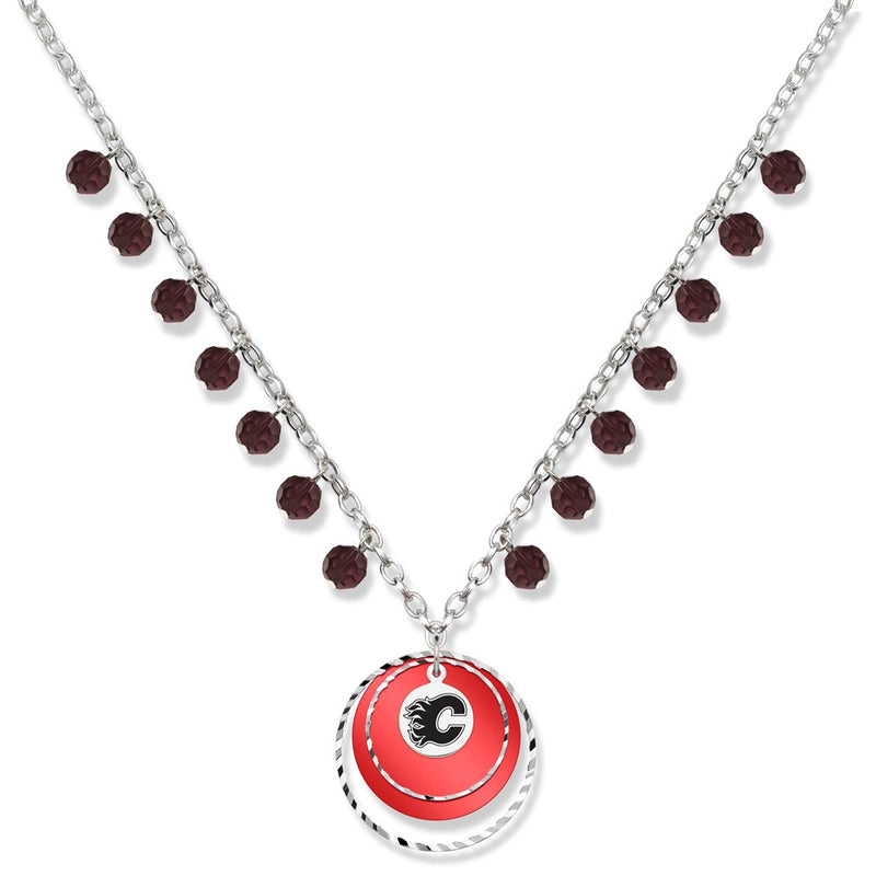 Brass/White Calgary Flames Game Day Necklace