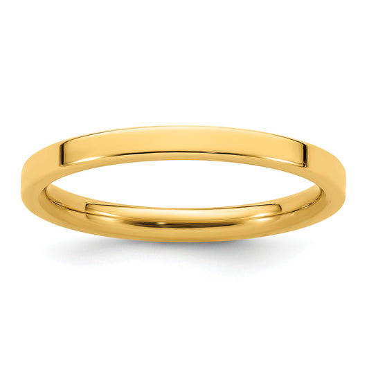 Solid 14K Yellow Gold 2mm Standard Flat Comfort Fit Men's/Women's Wedding Band Ring Size 8.5