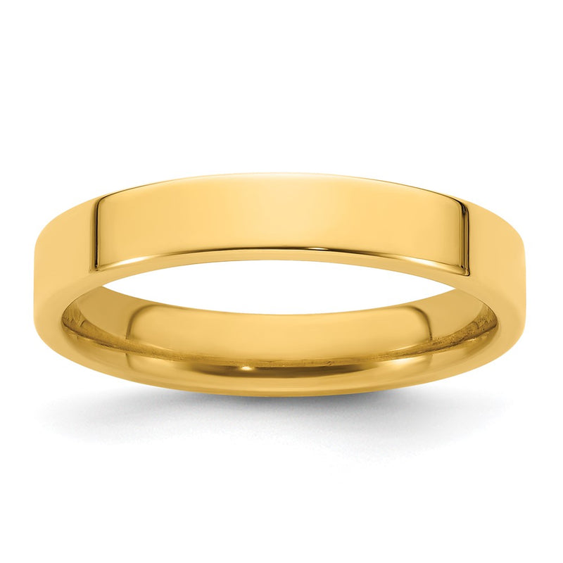 14k Yellow Gold 4mm Standard Weight Flat Comfort Fit Wedding Band Ring