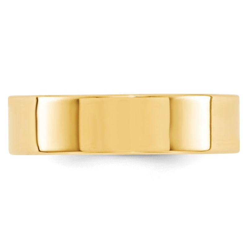 14k Yellow Gold 6mm Standard Weight Flat Comfort Fit Wedding Band Ring
