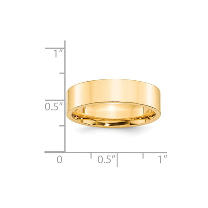 18k Yellow Gold 6mm Standard Weight Flat Comfort Fit Wedding Band Ring